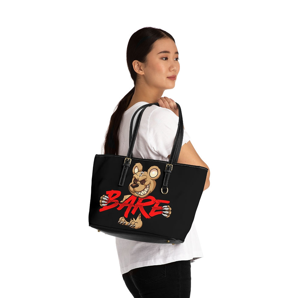 Thumbnail: EVIL TEDDY BARE BLACK PU LEATHER SHOULDER BAG 