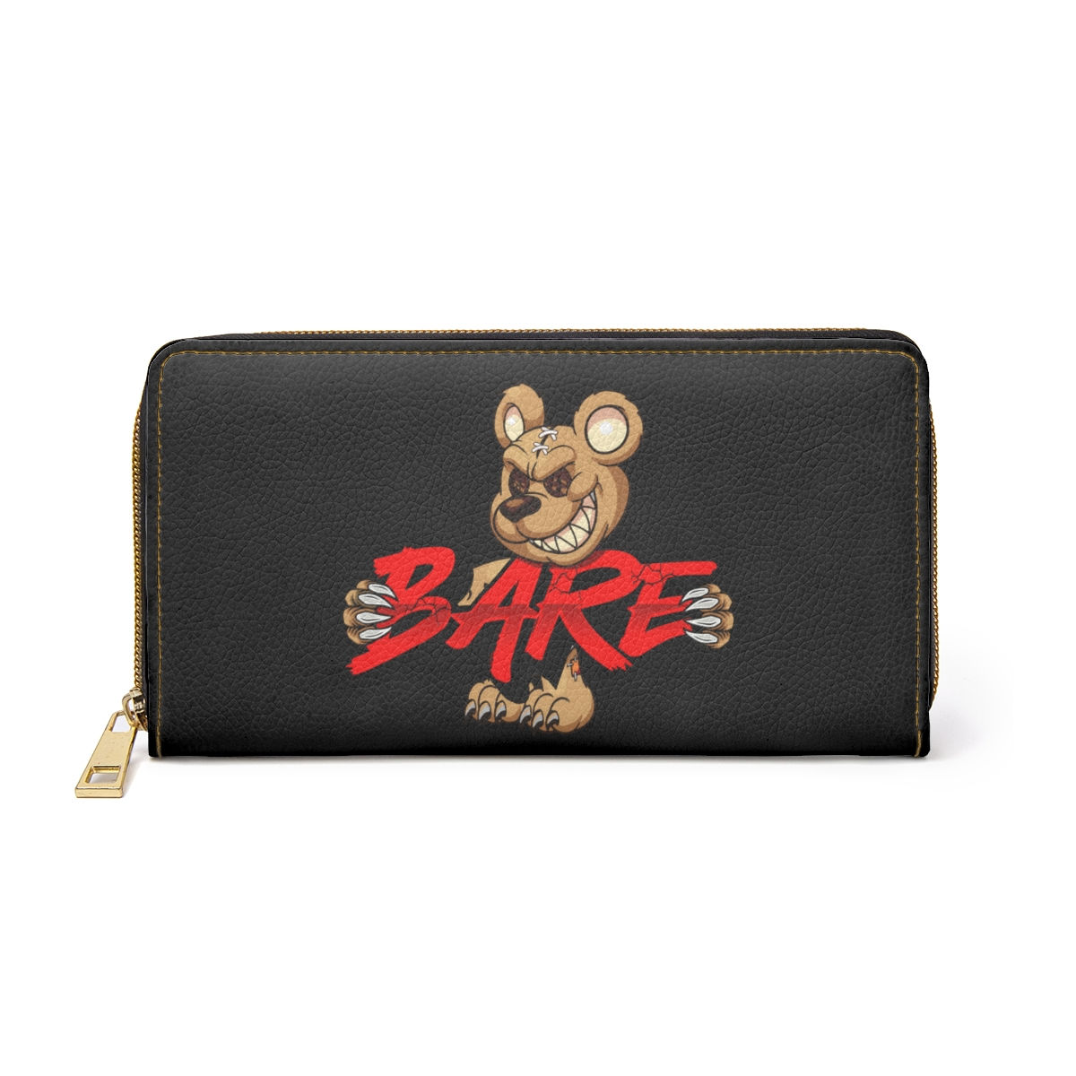EVIL TEDDY BARE BLACK ZIPPER WALLET
