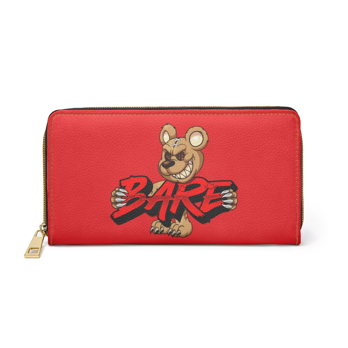 EVIL TEDDY BARE RED ZIPPER WALLET