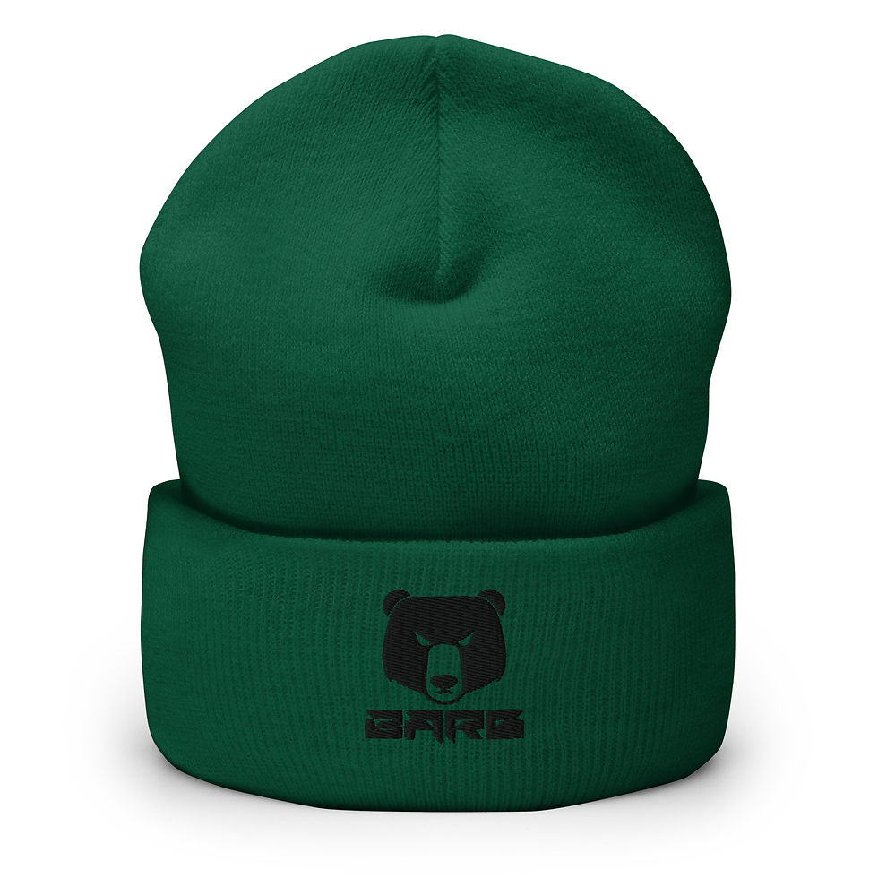 Thumbnail: BARE HEAD BLACK THREAD CUFFED BEANIE 