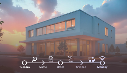 Office with timeline of installing wireless in 5 days.