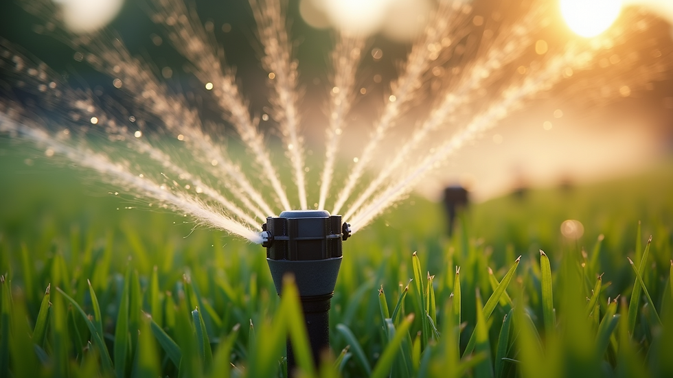 Close-up view of a smart irrigation system in action