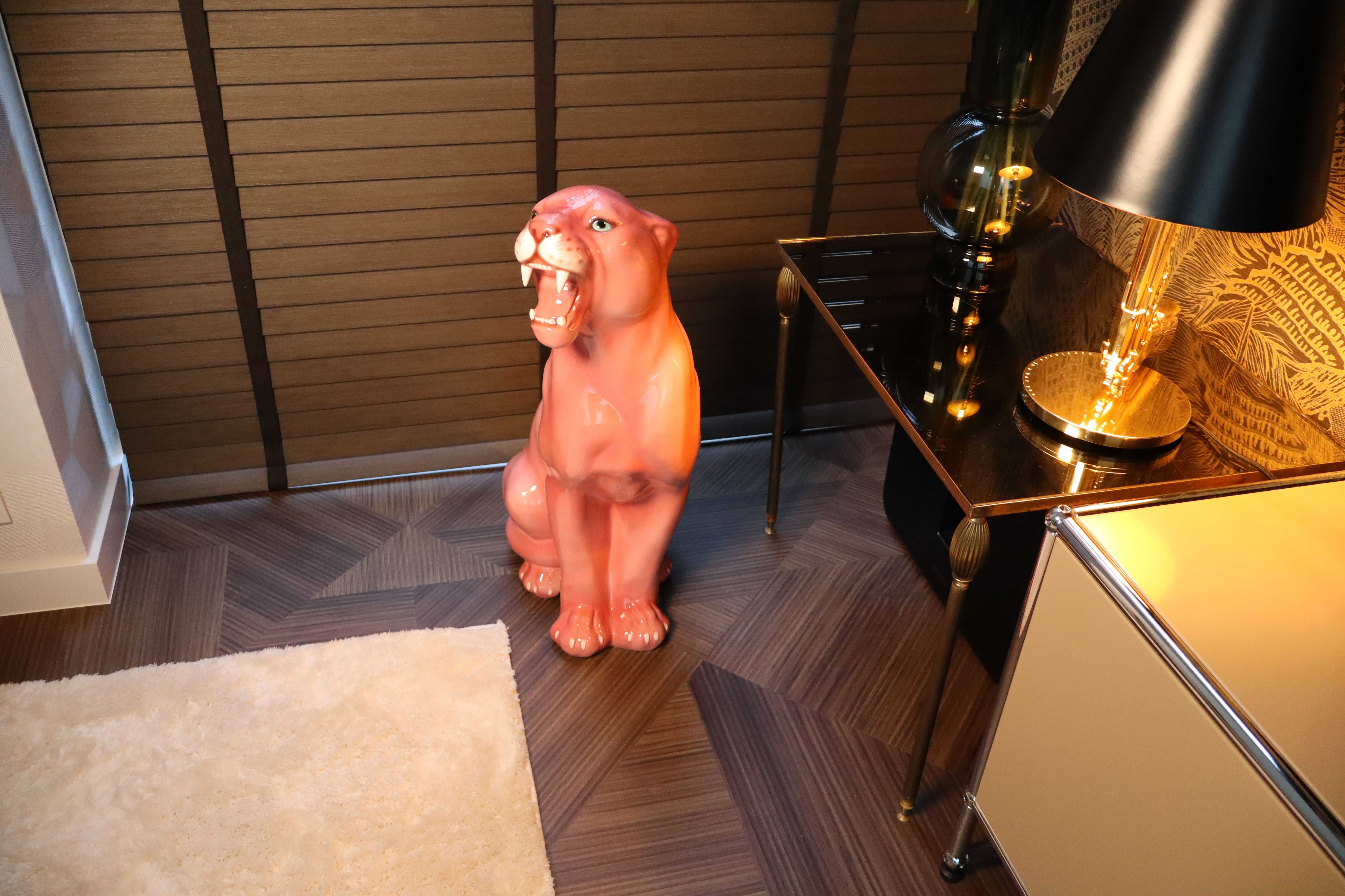 Ceramic Jaguar 62 cm full pink