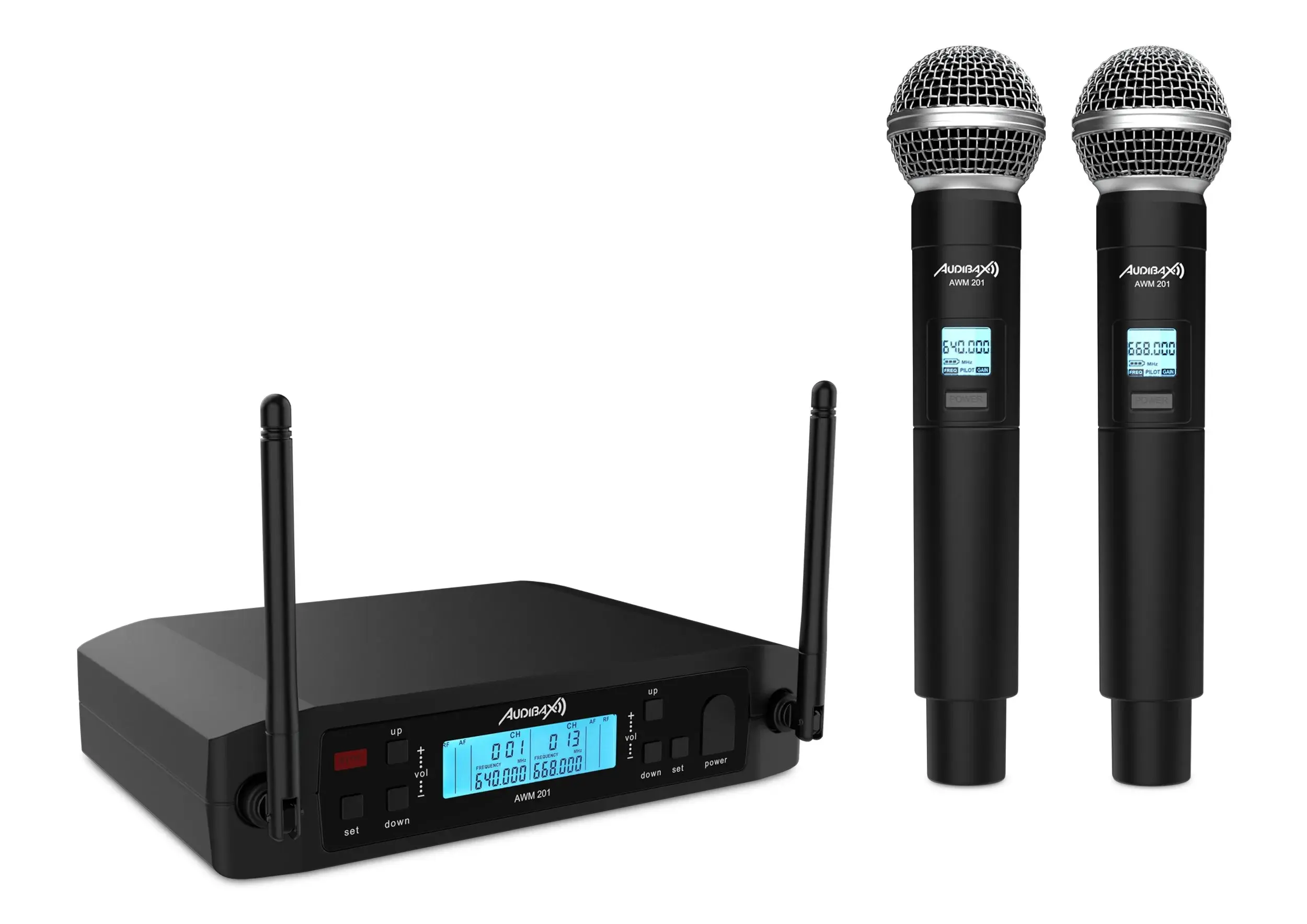 Audibax - AWM 201 - 2'li Kablosuz El Mikrofon Seti