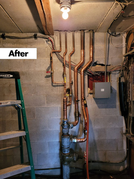 Copper re-pipe detail