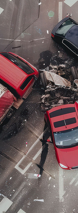 Illustrative AI-generated image of a multi-vehicle accident scene for marketing purposes.
