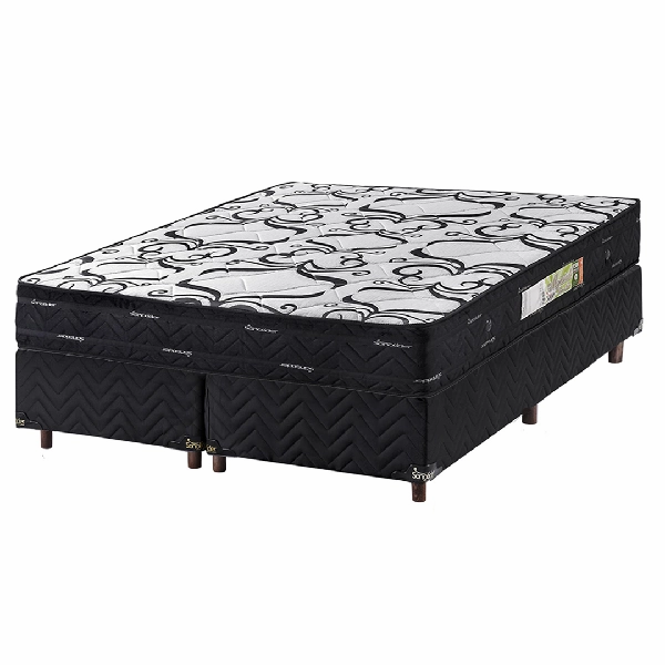 Cama Box Queem + Colchão Espuma MAJESTADE EXTRAFIRME TECIDO MALHA
