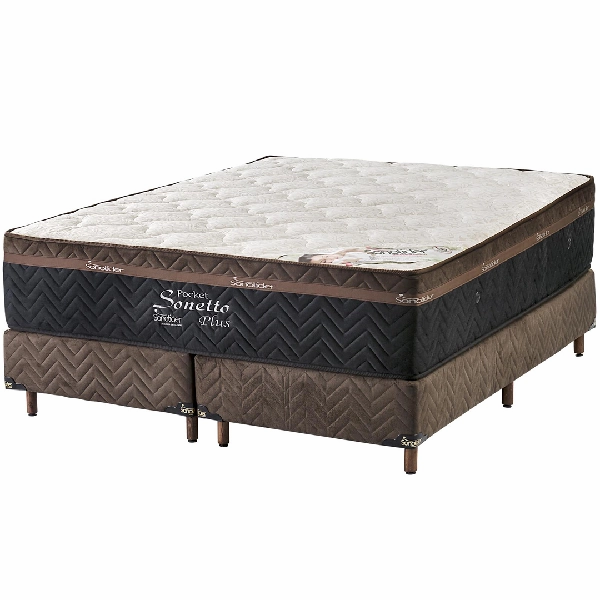 Cama Box King Size + Colchão Molas Ensacadas SONETTO PLUS POCKET