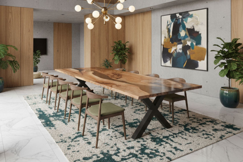 handmade live edge river table