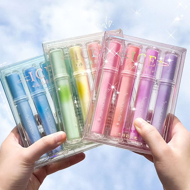 Hình thu nhỏ: Set 4 Bút Dạ Quang Trong Suốt Màu gradient