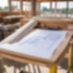 blueprints on drafting table on commercial job site .jpg