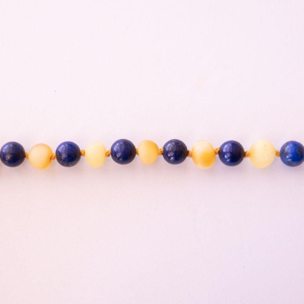Thumbnail: Raw Milk Amber & Lapis lazuli  Bracelet