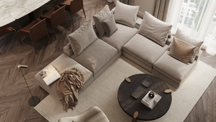 Living room, kitchen interior design