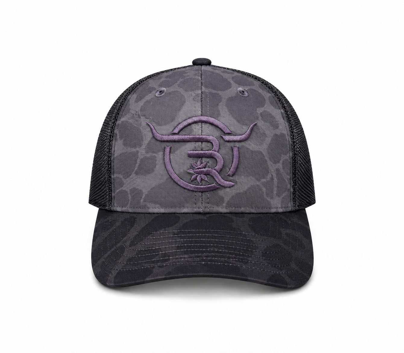 BR SPUR HAT - GRAY CAMO ON GRAY WITH BLACK LOGO