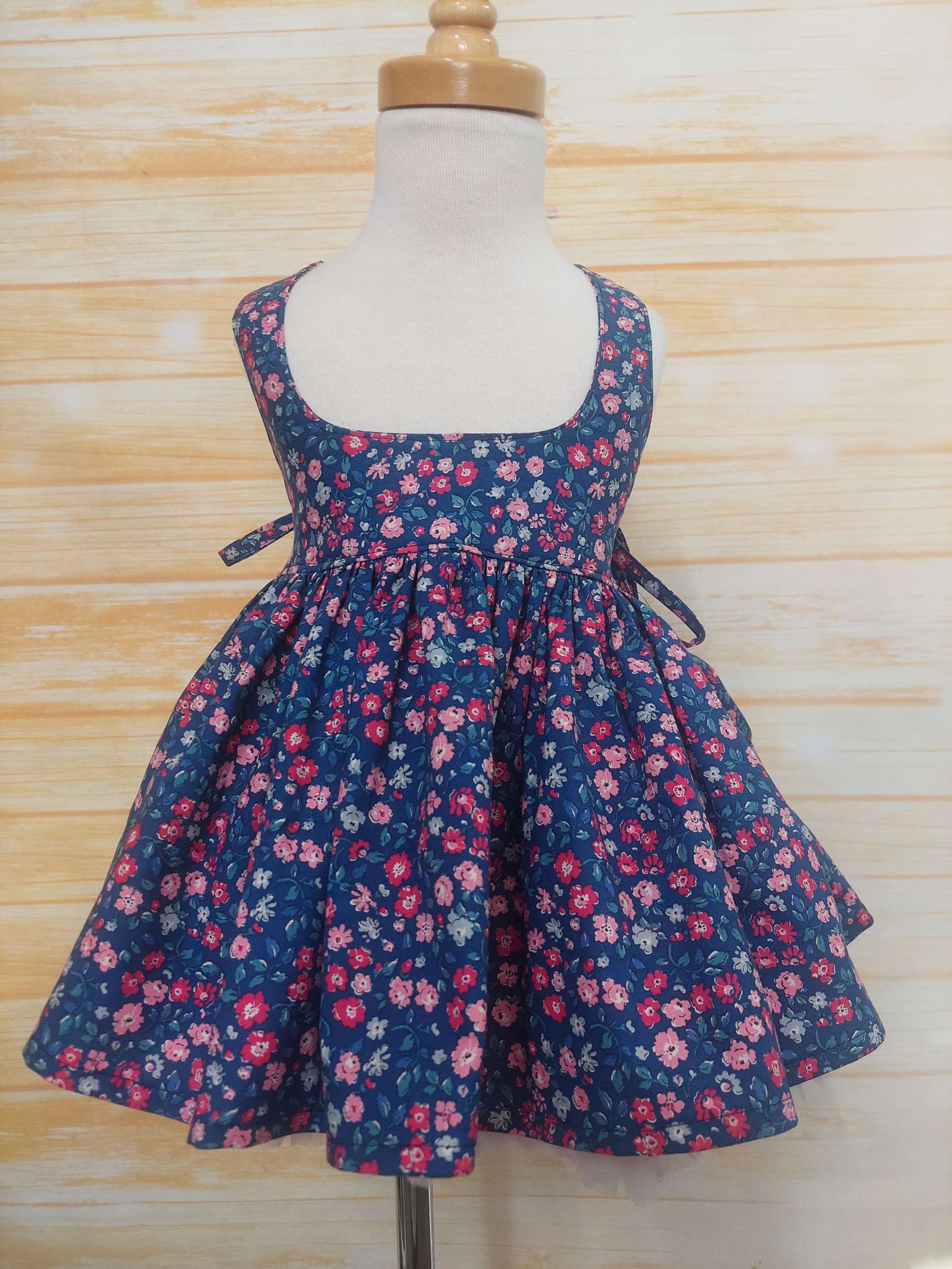 Posy Pinafore Ditzy Floral on Royal Blue  Size 2