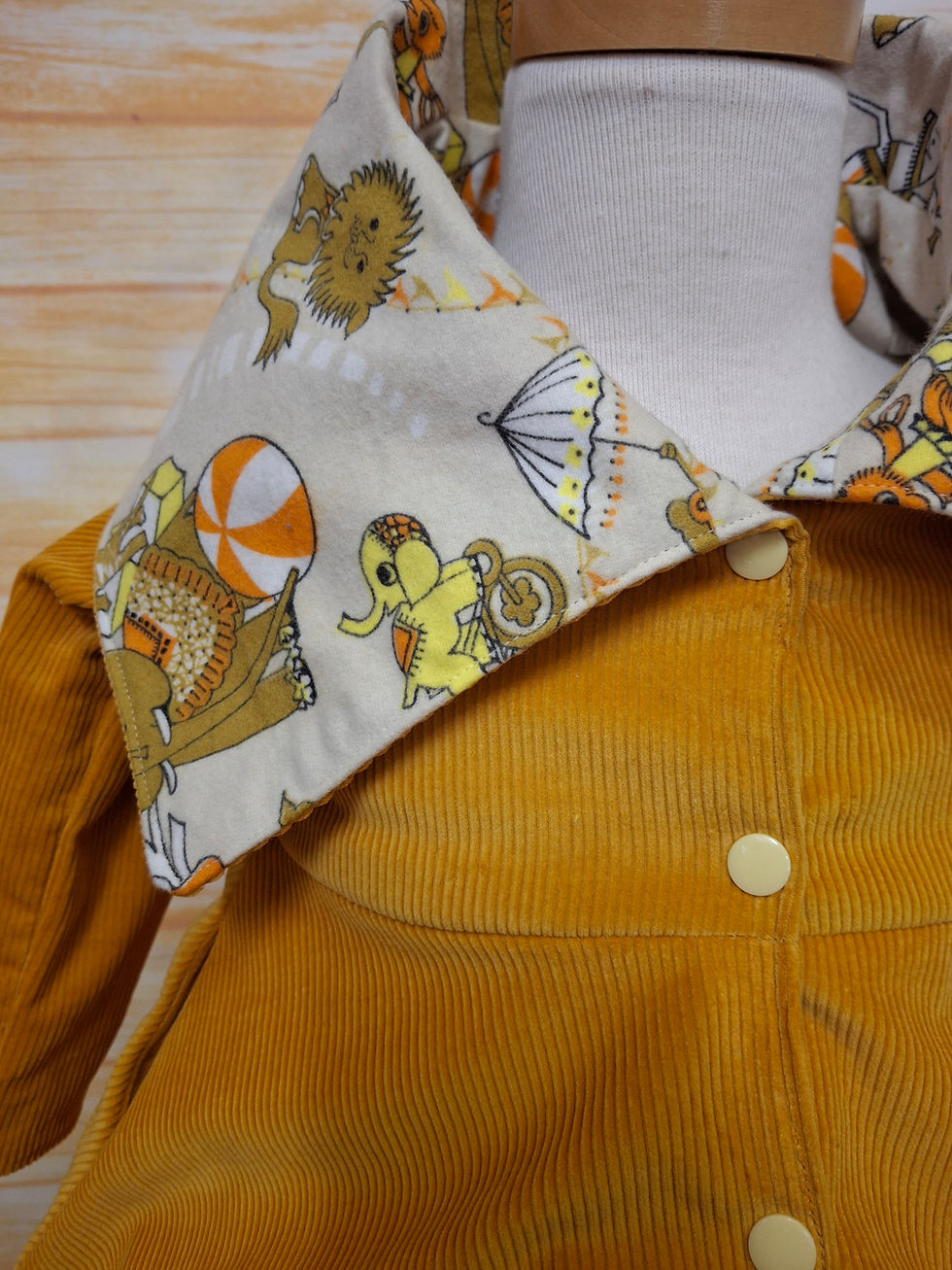 Thumbnail: Audrey Jacket Mustard with Vintage Circus  Size 2