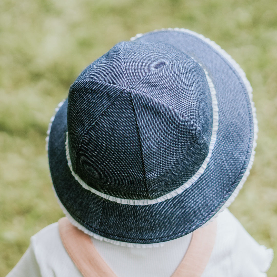 Toddler Bucket Hat- Denim Ruffle
