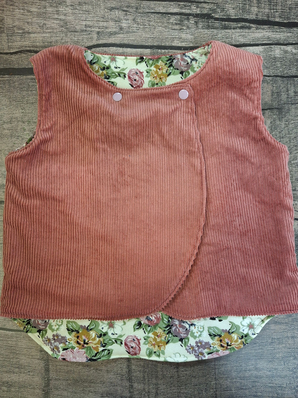 Thumbnail: Bobbie Vest Reversible Dusty Pink Corduory and Floral Size 5