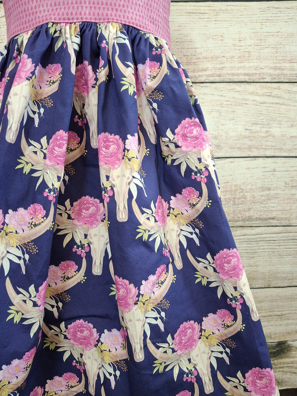 Thumbnail: Kendra Dress Boho Skulls Navy and Pink Size 12