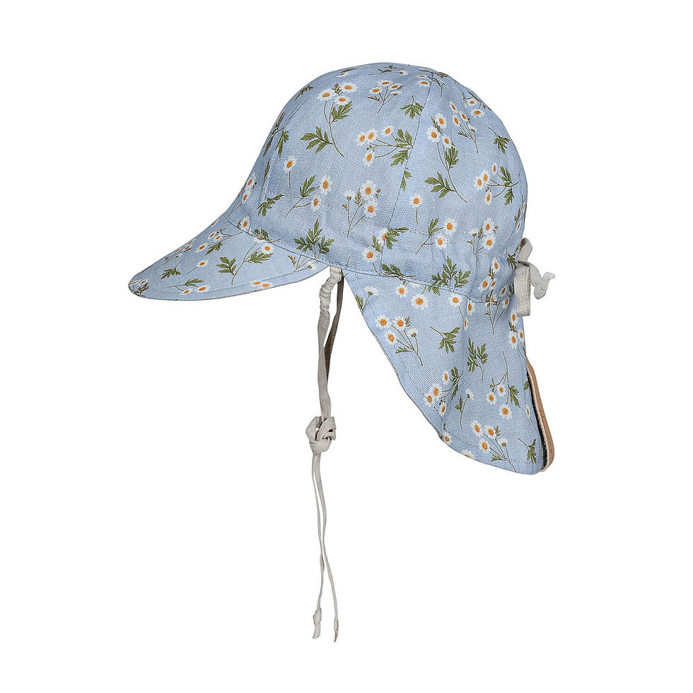 Thumbnail: 'Lounger' Flap Sun Hat - Daisy/Flax - Bedhead