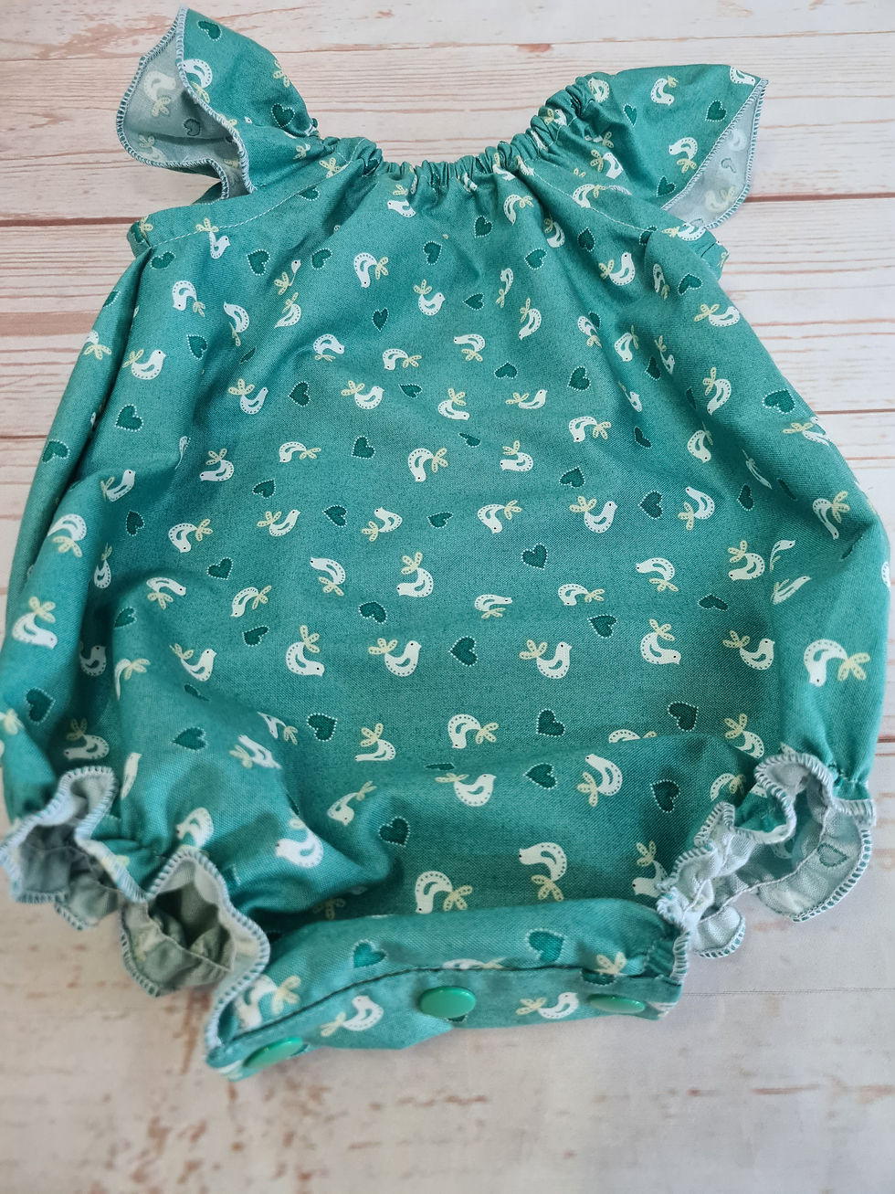 Thumbnail: Flutter Sleeve Playsuit Tiny Birds and Hearts Size 00