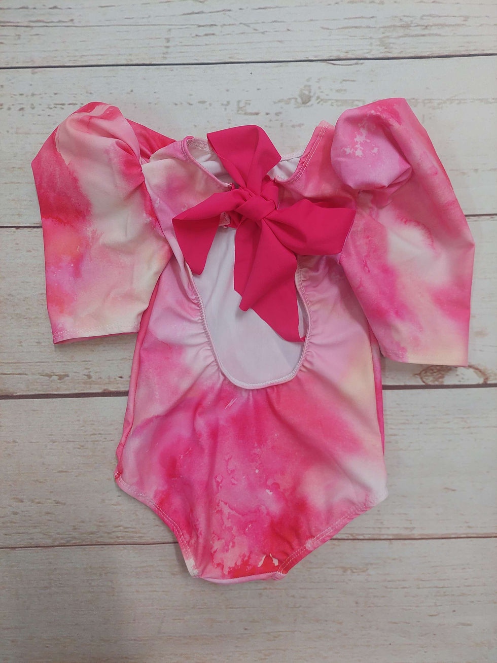 Thumbnail: Puff Sleeve Toggers Pink on Pink Watercolour Size 2