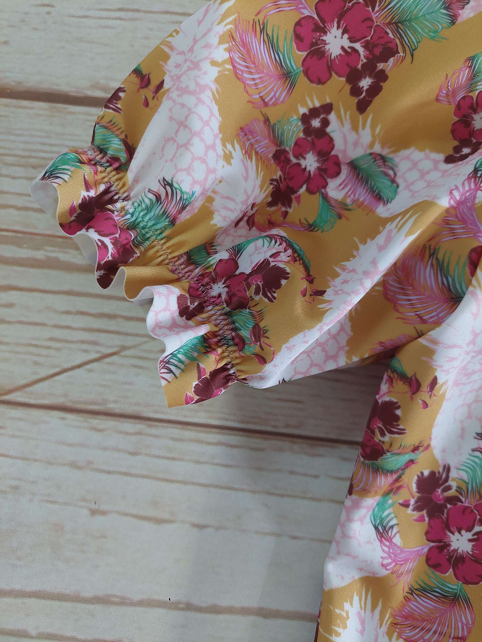 Thumbnail: Zali Toggers Mustard and White with Tropical Floral Size 7