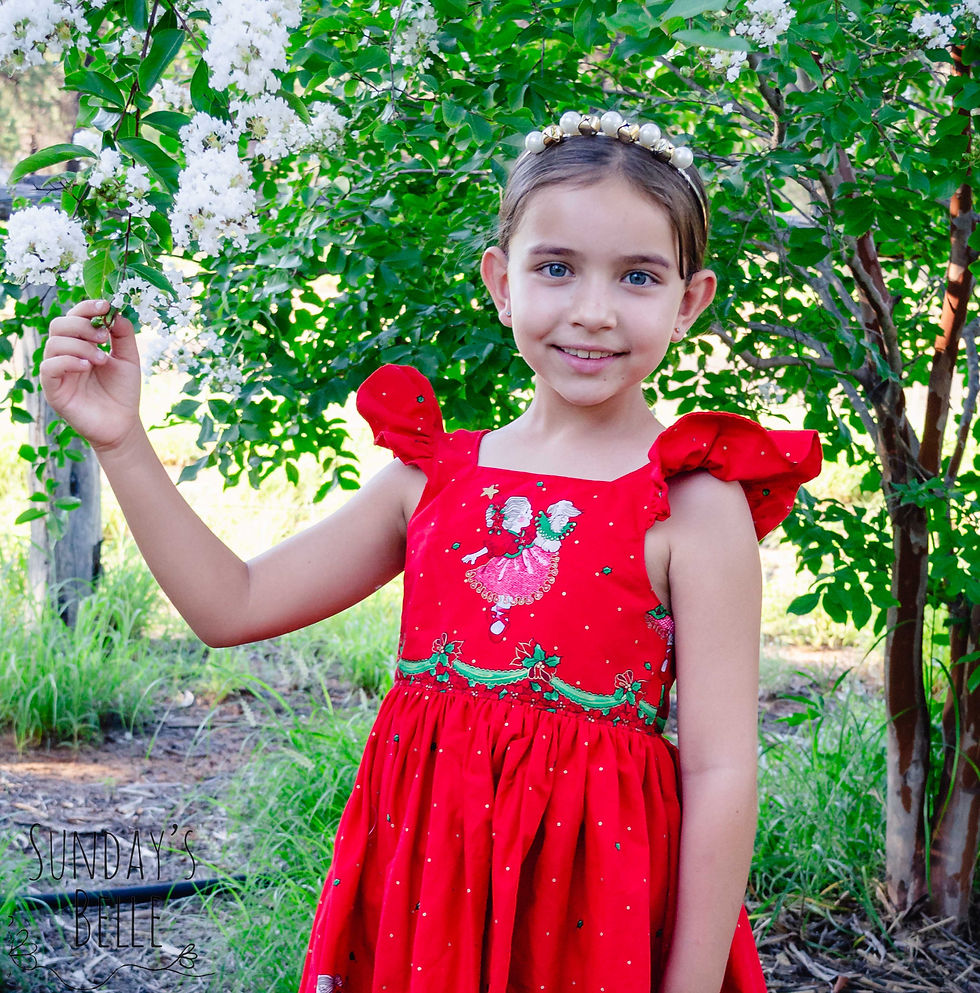 Thumbnail: Tilly Dress Red Vintage Christmas Angels Size 7