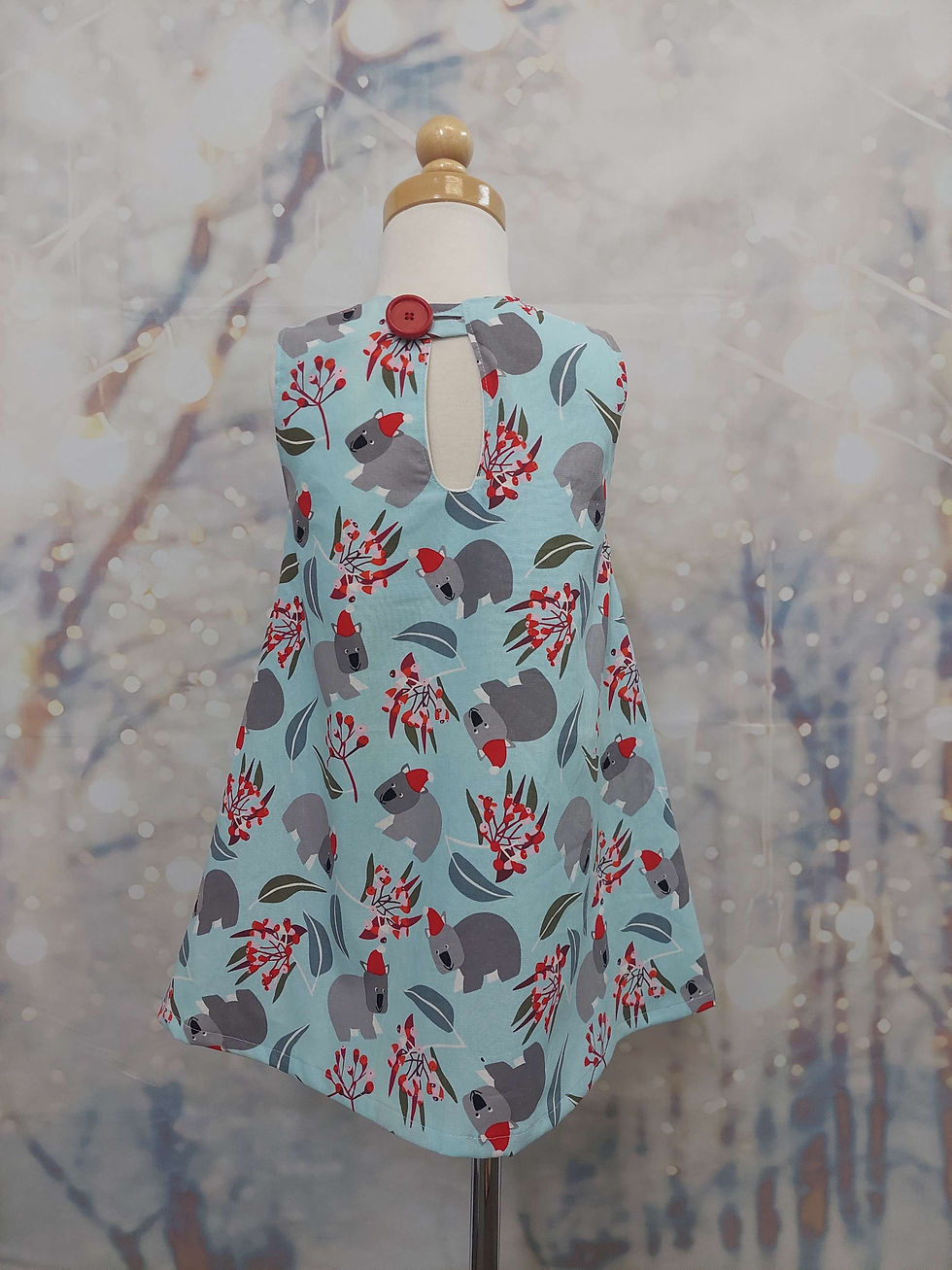 Thumbnail: Abbey Dress Christmas Wombats on Aqua Size 4
