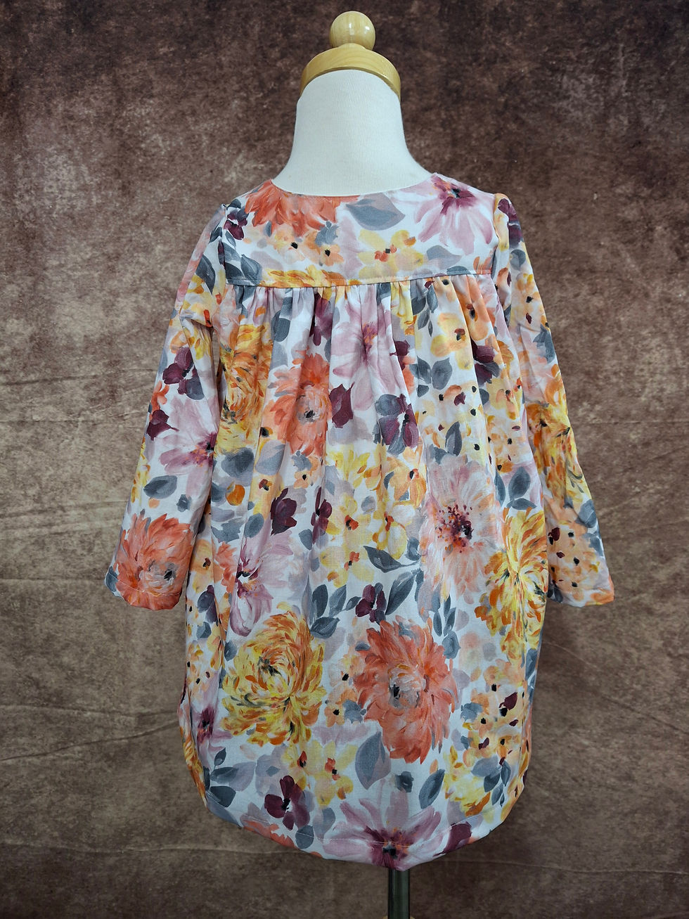 Thumbnail: Hazel Dress Watercolour Autumn Floral Size 3