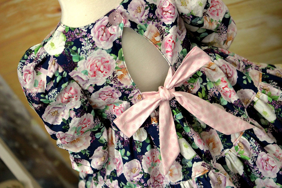 Thumbnail: Claire Dress Navy Floral Three Tier Size 5