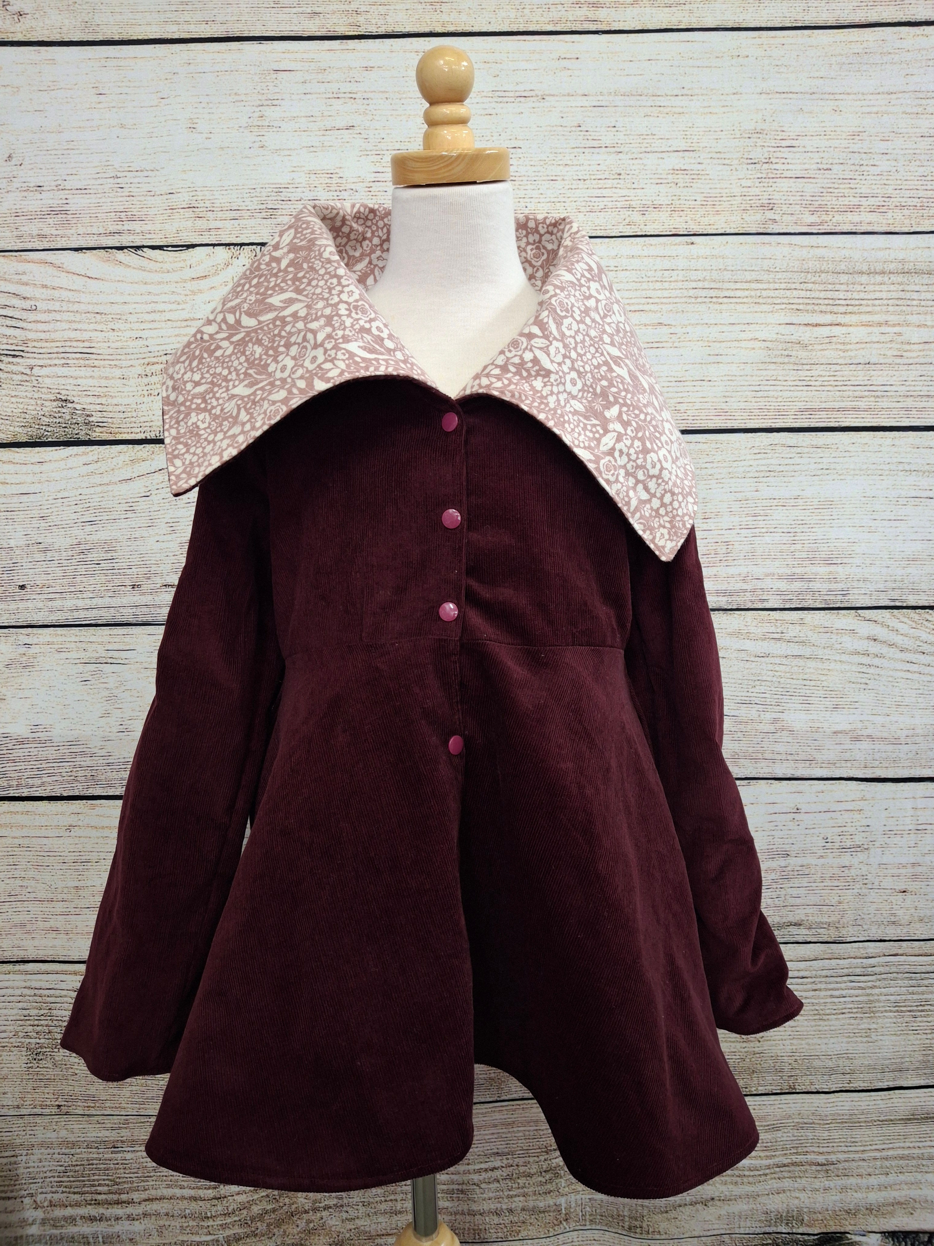 Audrey Jacket Burgundy Corduory with Flannel Size 10
