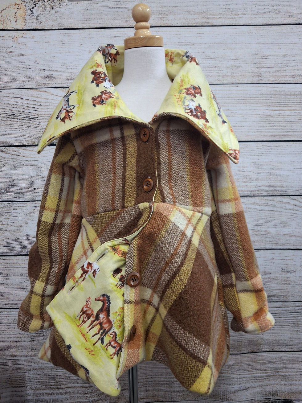 Thumbnail: Audrey Jacket Woollen Blanket with Horses Size 10