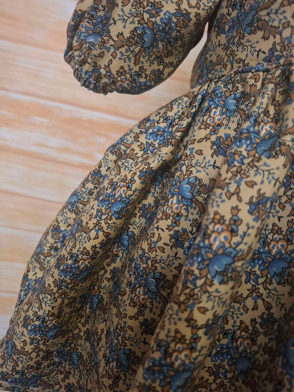 Thumbnail: Neve Dress Antique Blue Brushed Cotton Size 4