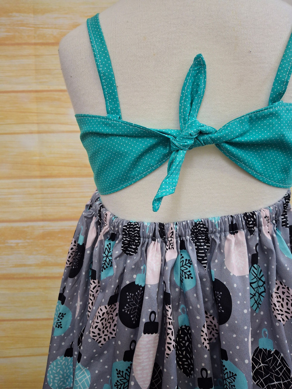 Thumbnail: Ava Dress Pink and Aqua Baubles on Grey Size 7
