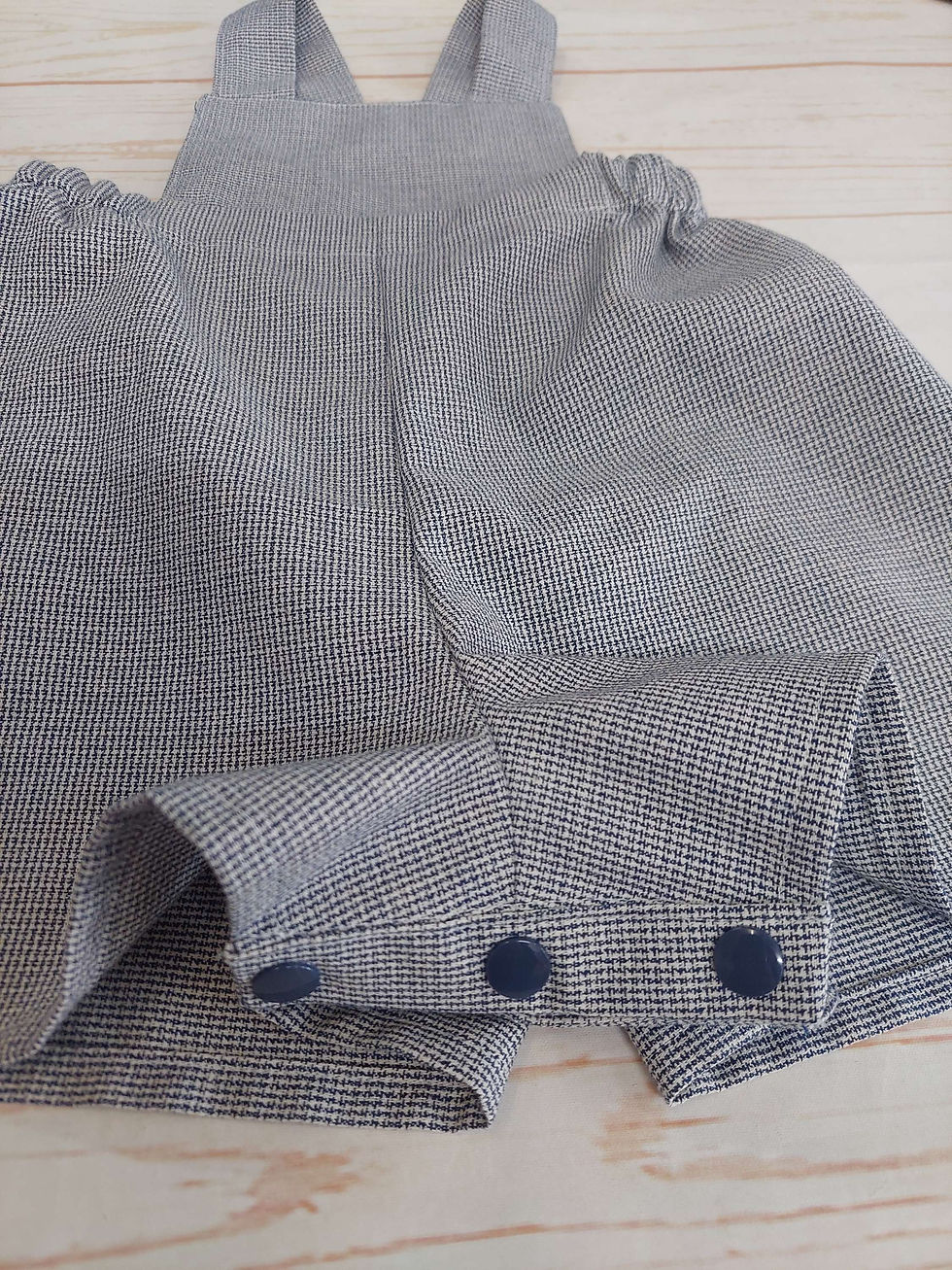 Thumbnail: Frankie Romper Navy Tiny Gingham Size 1