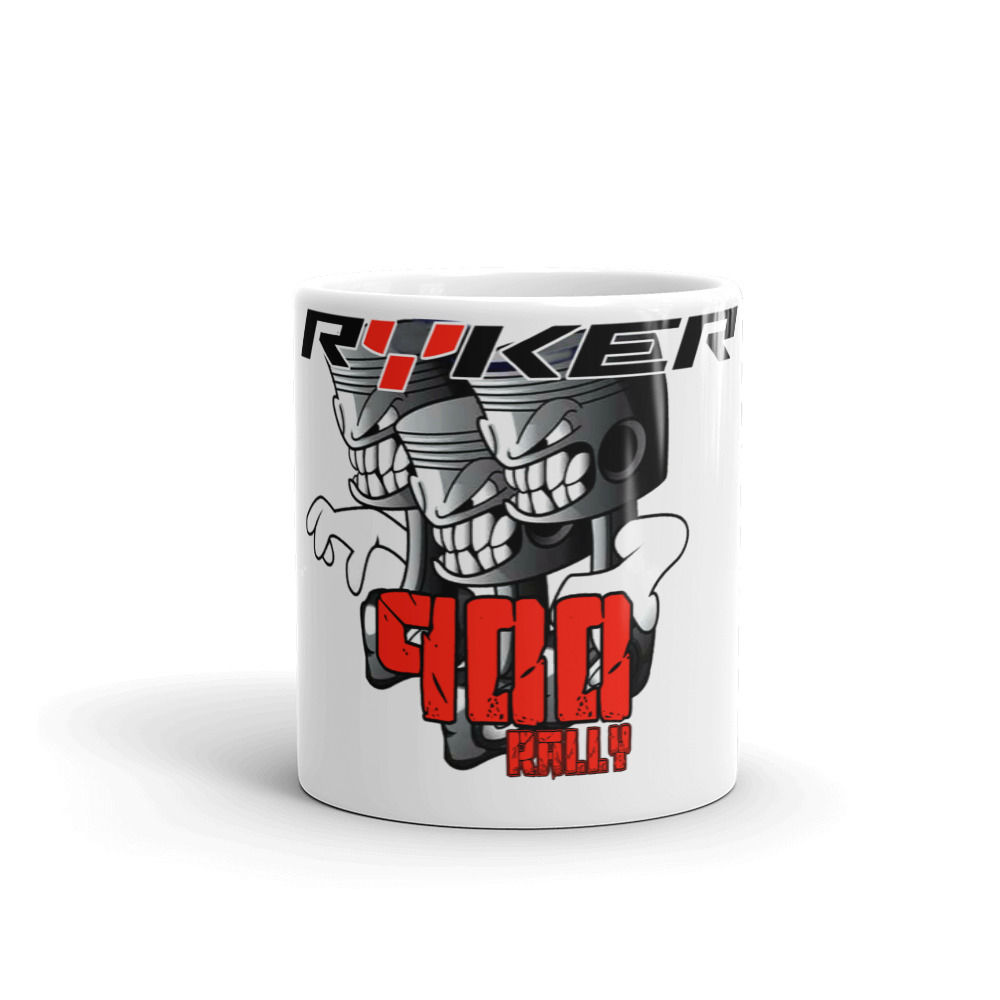 White glossy mug Ryker RALLY 3 cylinders