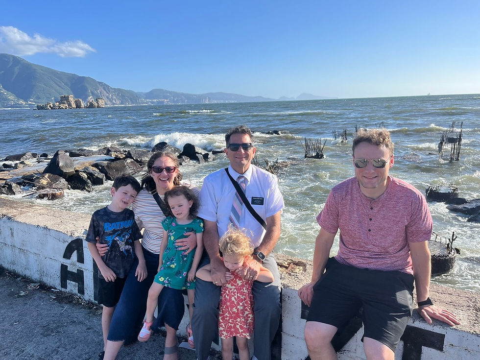 Gulf of Napoli w/ Sorrentine Peninsula in the background - First time the littles had seen the ocean.