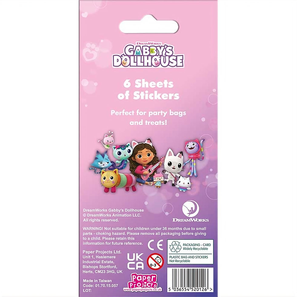 party bags fillers. gabbys doll house foil stickers