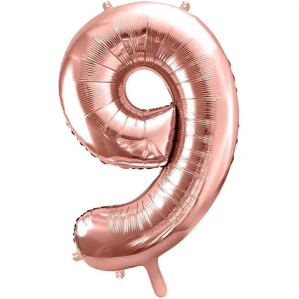 Number 9 Rose Gold Balloons - Large 34" Helium Balloon Birthday Decoration 86cm