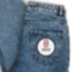 JEANS WITH EMBROIDERED NUMBER 8 PATCH. YEAR 2024 EMBROIDERED ONTO IT.