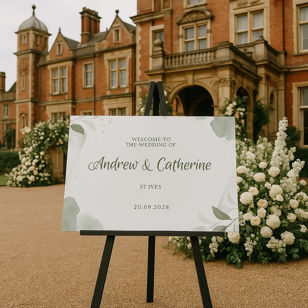 Thumbnail: Personalised A1  Wedding Welcome Sign – Custom Botanical Green - Cardboard Sign