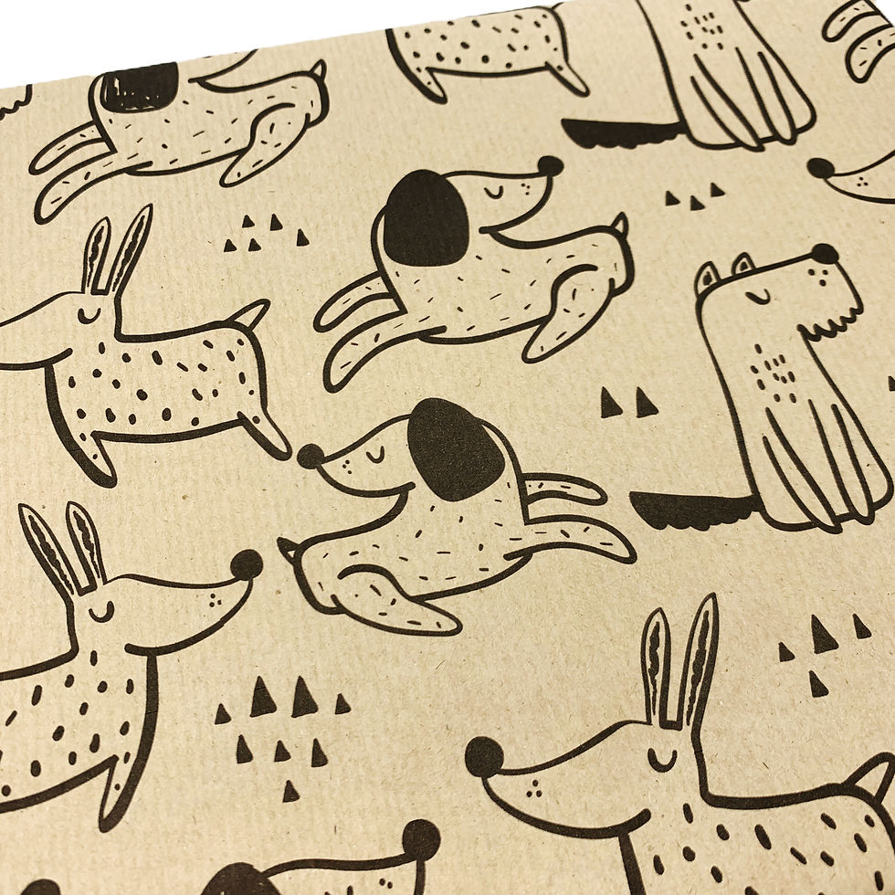 Thumbnail: monty the dog pet owner eco wrapping paper. recyclable wrapping paper.