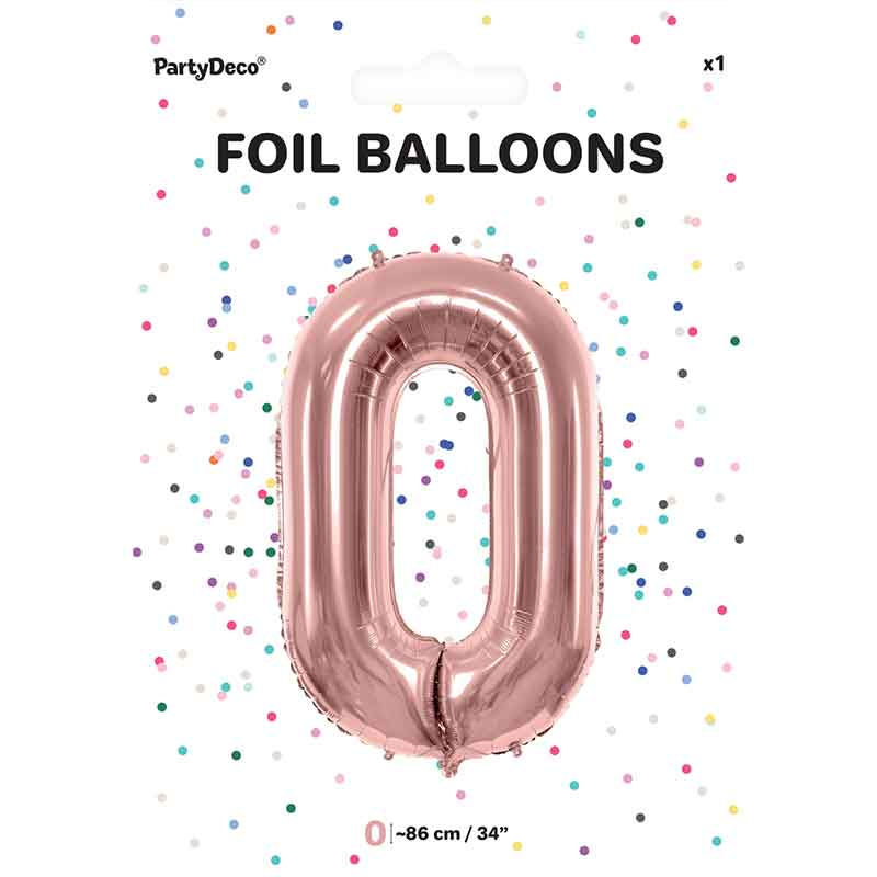 Number 0 Rose Gold Balloons - Large 34" Helium Balloon Birthday Decoration 86cm