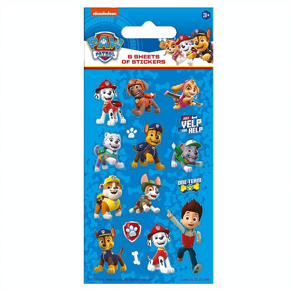 boys party bags fillers. paw patrol sticker for kids play