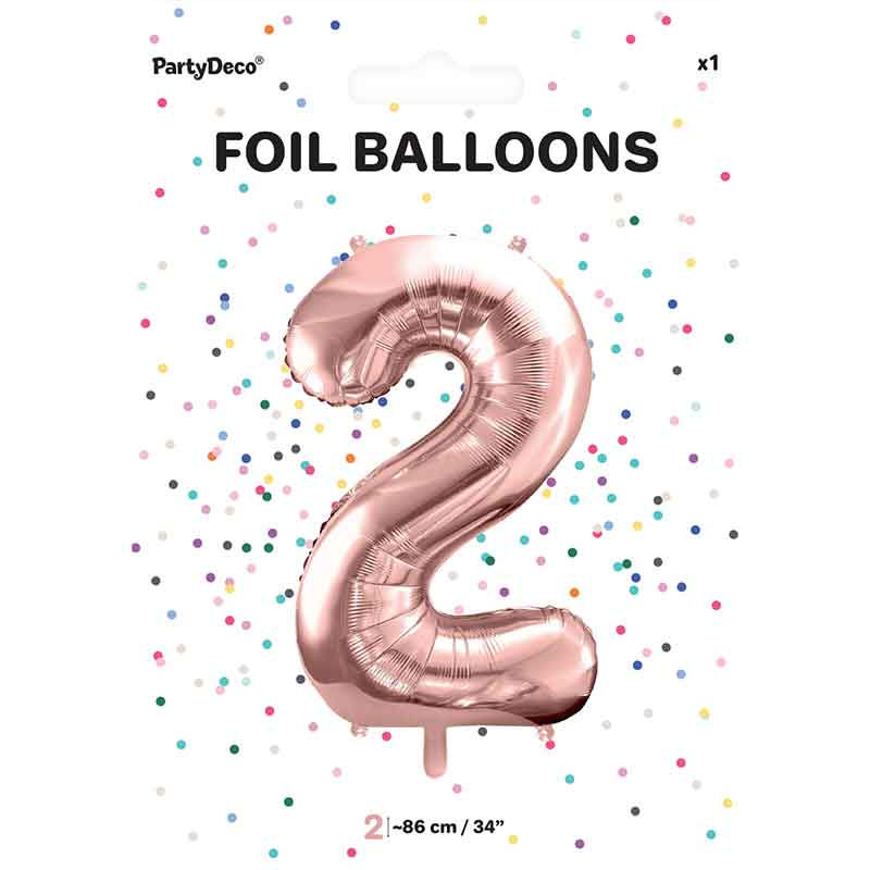Number 2 Rose Gold Balloons - Large 34" Helium Balloon Birthday Decoration 86cm
