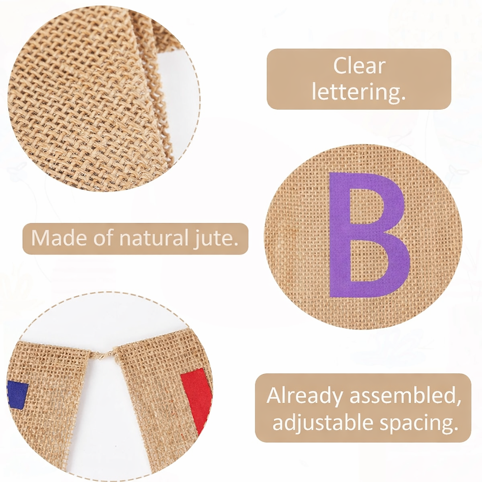 Thumbnail: Happy Birthday Bunting Flags. Fabric Banner