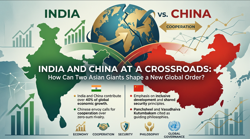 India and China together contribute over 40% of global economic growth. The Chinese envoy urged cooperation instead of zero-sum rivalry, stressing inclusive development and shared security. Philosophies like Panchsheel and Vasudhaiva Kutumbakam were cited as guiding frameworks, highlighting the importance of collaboration in shaping a balanced, prosperous future for both nations.