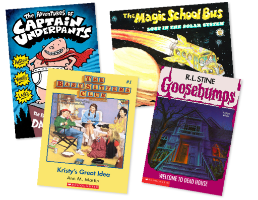 A collage of children books published by Scholastic