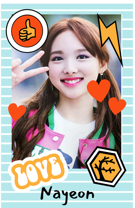 Im Nayeon of Twice smiles and makes a peace sign